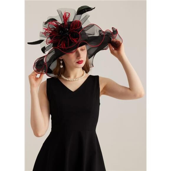 Women's Kentucky Derby Church Dress Hat 03-black - Picture 4 of 6